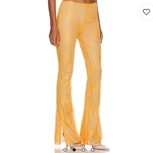 NWT LOBA Revolve Lace Flare Lace Pants Orange SMALL